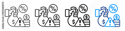 Loan Risk Icon Different Style Outline Collection Set.