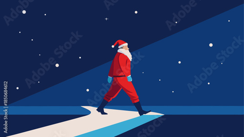 Santa claus walking in the night sky