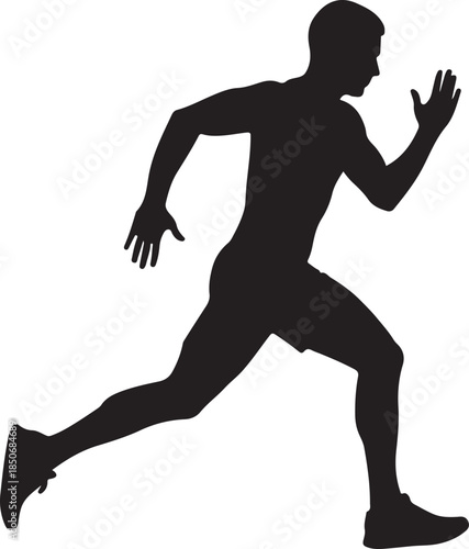 Dynamic silhouette of a man sprinting forward, symbolizing speed, competition, athletics, and motion. , Generative Ai