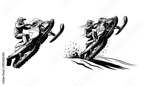 Snowmobiler performing a stunt on a snowmobile
