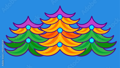 Colorful fanned leaves on blue background