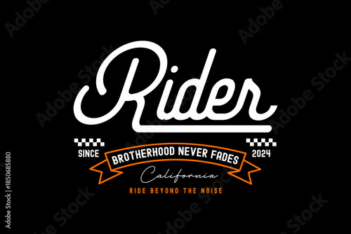 Retro Rider Brotherhood Emblem with Script Typography