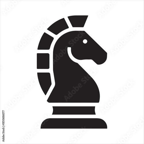 black chess knight glyph icon
