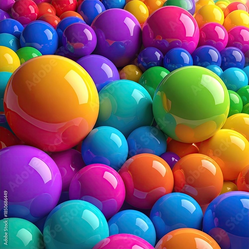 Wallpaper Mural Colorful glossy spheres in a dense cluster (1) Torontodigital.ca