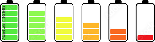 Visual representation of battery levels decreasing from full to empty