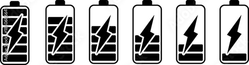 A series of battery icons displaying decreasing charge levels