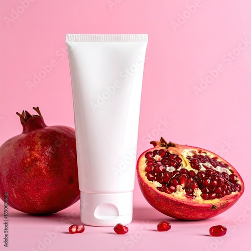Wallpaper Mural White tube cosmetic product with pomegranate fruit Torontodigital.ca