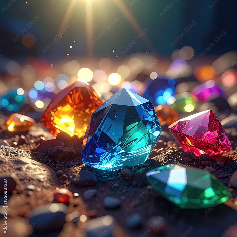 custom made wallpaper toronto digitalSparkling gems on a rocky surface, bathed in sunlight