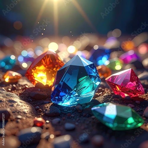 Wallpaper Mural Sparkling gems on a rocky surface, bathed in sunlight Torontodigital.ca