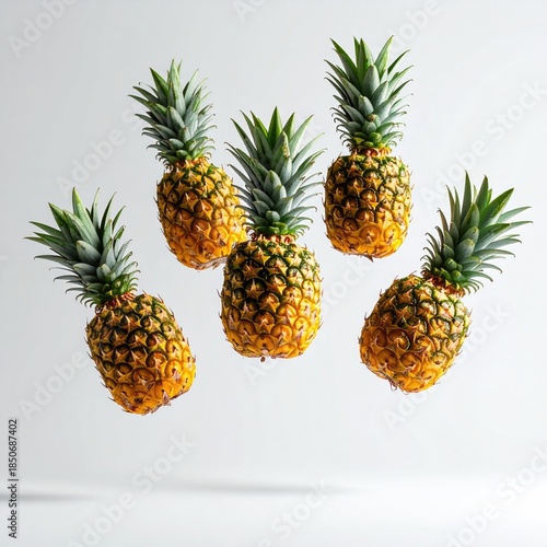 Wallpaper Mural Five pineapples levitate against a light gray background Torontodigital.ca