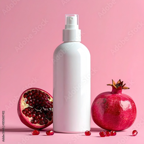 Wallpaper Mural White cosmetic bottle with pomegranate Torontodigital.ca