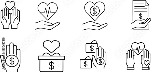 Financial support and donation icons