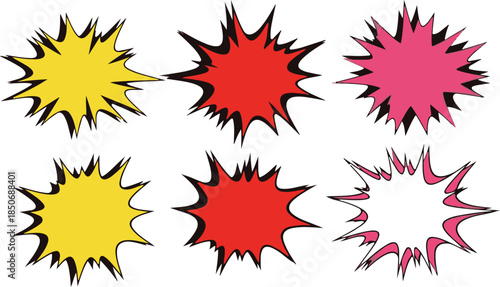 Vibrant cartoon explosion effects in various colors