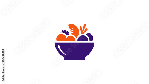A vibrant illustration of a bowl filled with fresh fruits and vegetables, suggesting a healthy and balanced meal