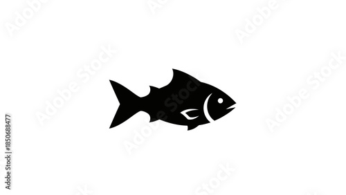 A detailed black and white silhouette of a fish, perfect for aquatic themes and seafood-related designs
