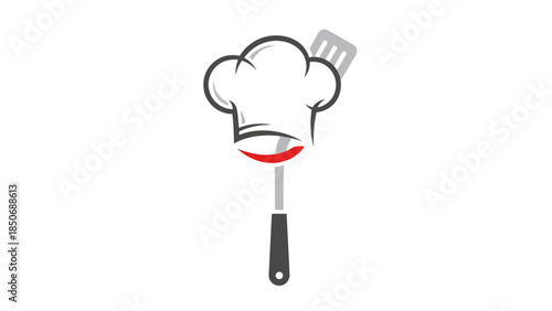 Chef hat and spatula icon representing culinary arts, professional cooking, and restaurant services
