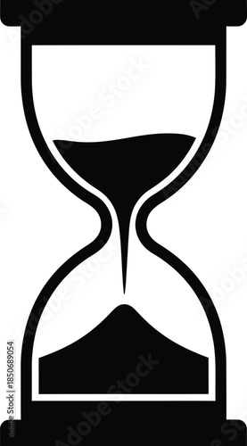 Antique hourglass vector illustration showing the flow of sand through glass as a symbolic measurement of passing time and a business deadline