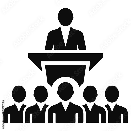 Speaker addressing audience illustration