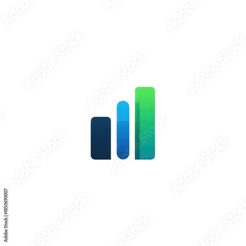 Colorful Bars in Ascending Order Graph Isolated on transparent background.