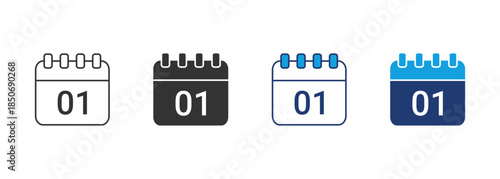 Date Icon Set Multiple Style Collection