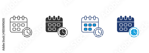Reschedule Icon Set Multiple Style Collection