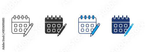 Edit Calendar Icon Set Multiple Style Collection