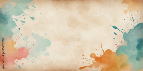 Vintage floral watercolor background featuring a grungy brown paper texture with antique aged art patterns and an elegant botanical frame backdrop