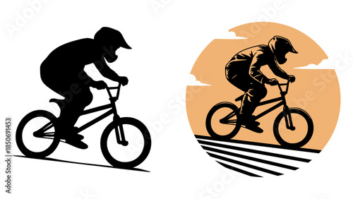 BMX Bike Racing Silhouette.