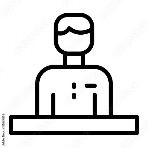 Hotel Receptionist Vector Line Icon Design