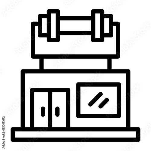Hotel Fitness Room Vector Line Icon Design