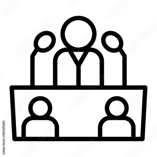 Hotel Conference Room Vector Line Icon Design