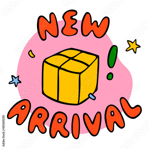 Text new arrival with box