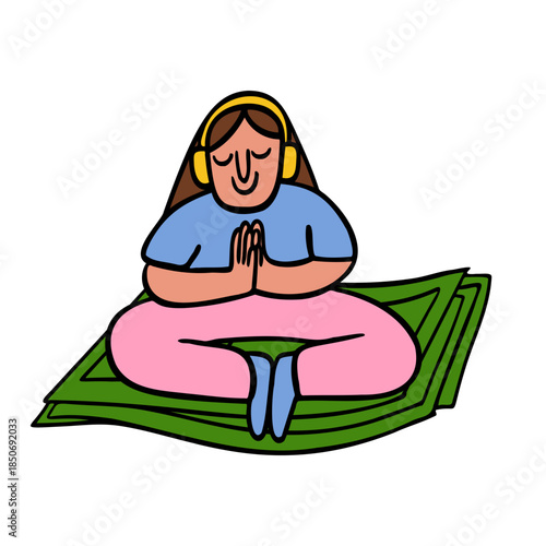 Woman in lotus position manifesting money