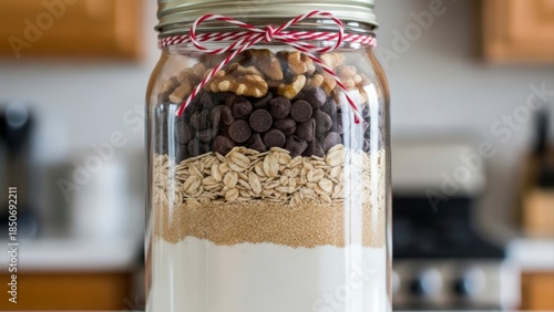 Homemade Chocolate Chip Cookie Mix in a Jar Gift Idea.