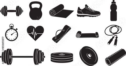 Fitness icons for workout and exercise routines
