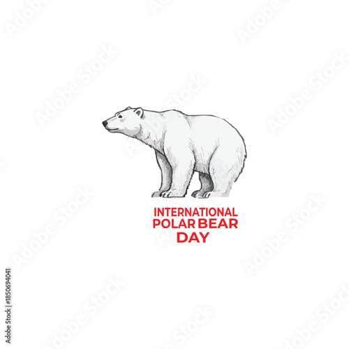 Polar bear illustration with bold "International Polar Bear Day" text on light background for awareness concept