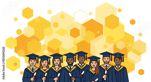 A diverse group of graduating students celebrating their academic achievements and success