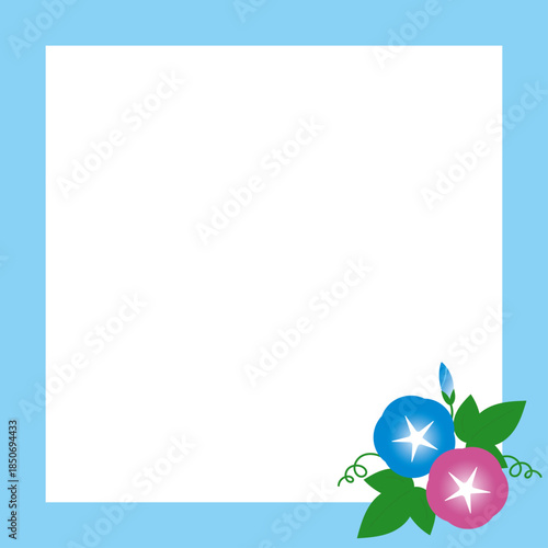 朝顔の正方形フレームイラスト