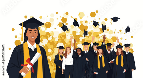 Celebrating Academic Achievement: A Vibrant Graduation Ceremony with Joyful Graduates