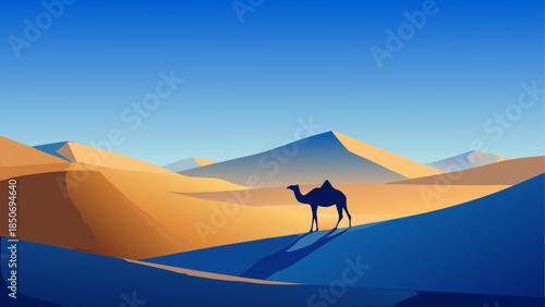 Camel in the desert dunes