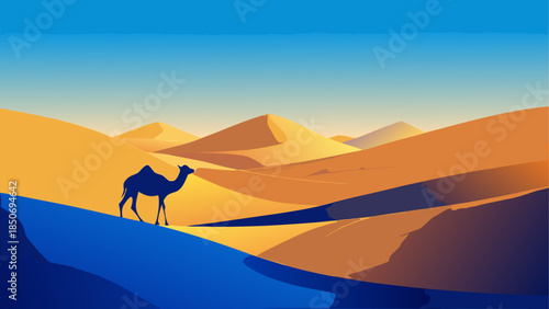 Camel in the desert dunes
