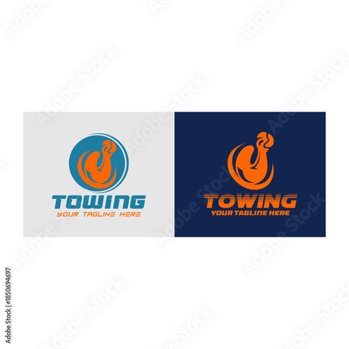 Towing service vector logo template or towing workshop icon