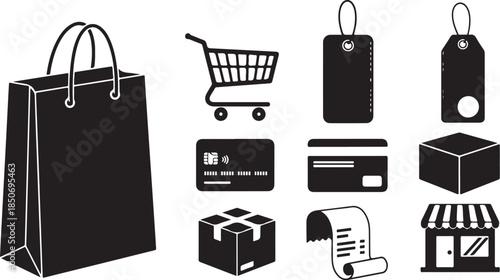 E-commerce icons for shopping and payment