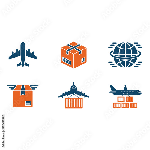 Air freight shipping icons representing global logistics