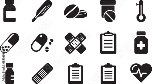 Medical icons for healthcare and wellness concepts