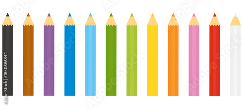 シンプルな色えんぴつのイラストセット