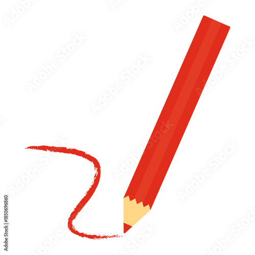 シンプルな赤えんぴつのイラスト