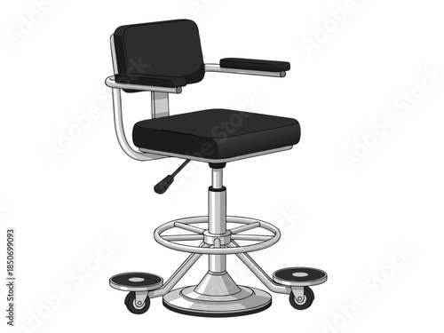 Professional Adjustable Medical Examination Chair with Armrests and Wheels for Clinic and Laboratory Use Vector Illustration