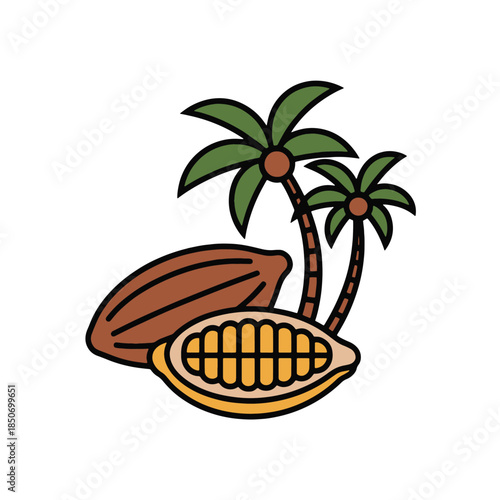 Cocoa and Palm Trees (Ivory Coast Agriculture)