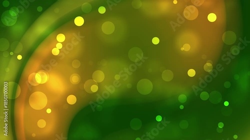 Blurred abstract background with green and gold bokeh. Perfect for elegant designs, festive invitations, luxurious branding, and engaging social media posts.